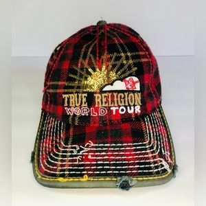 Limited True Religion Buddha World Tour Destressed Flannel Trucker Hat
